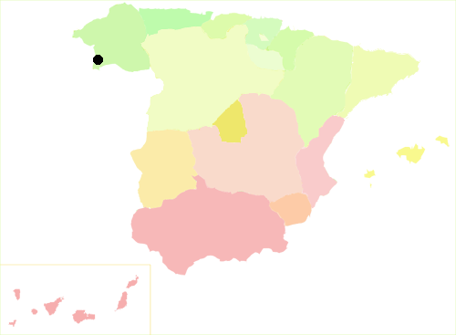 Karte Spanien mit der Lage von Baiona