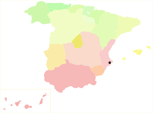 Spanienkarte mit Lage von Valencia