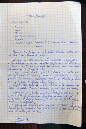 Rezept in Schriftform Caldo Galego