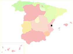 Karte von Spanien mit Lage von Valencia