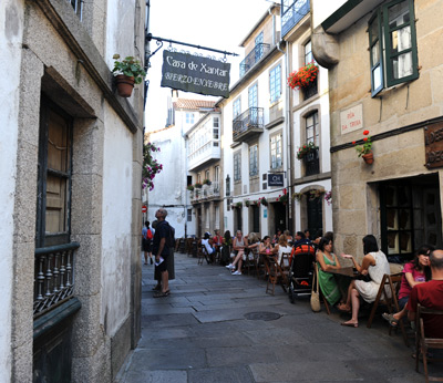 Außenterasse eines Restaurants in Santiago de Compostela