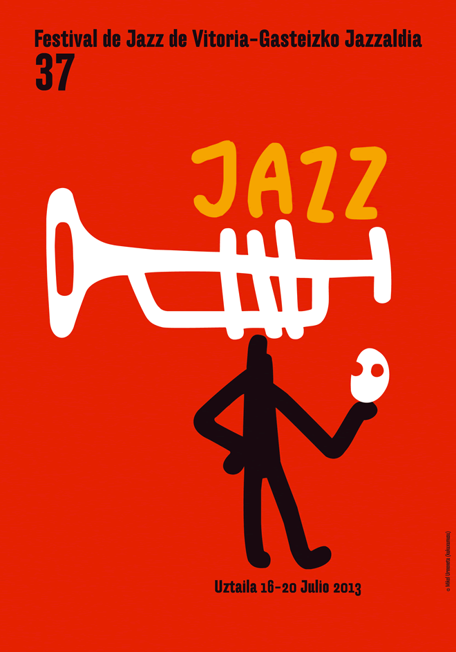 Plakat des Jazz-Festival in Vitoria mit stilisierter Trompete
