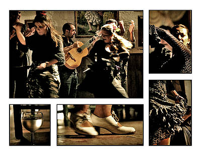 Fotocollage mit Flamenco-Musikern und-Tänzern