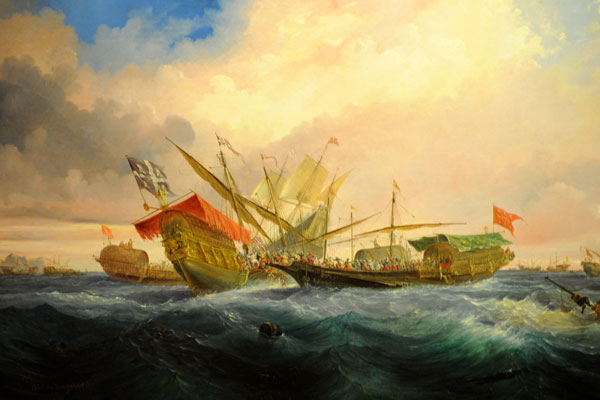 Schlacht von Gibraltar als Gemälde im Madrider Schifffahrtsmuseum