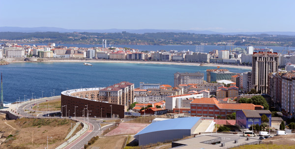 A Coruña, Stadt in Nordwestspanien von oben