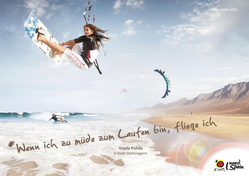 Spaniens Kitesurferin Gisela Pulido in Aktion