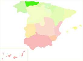 Karte von Asturien, grün markiert