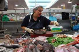 Fischverk&auml;uferin in Galicien