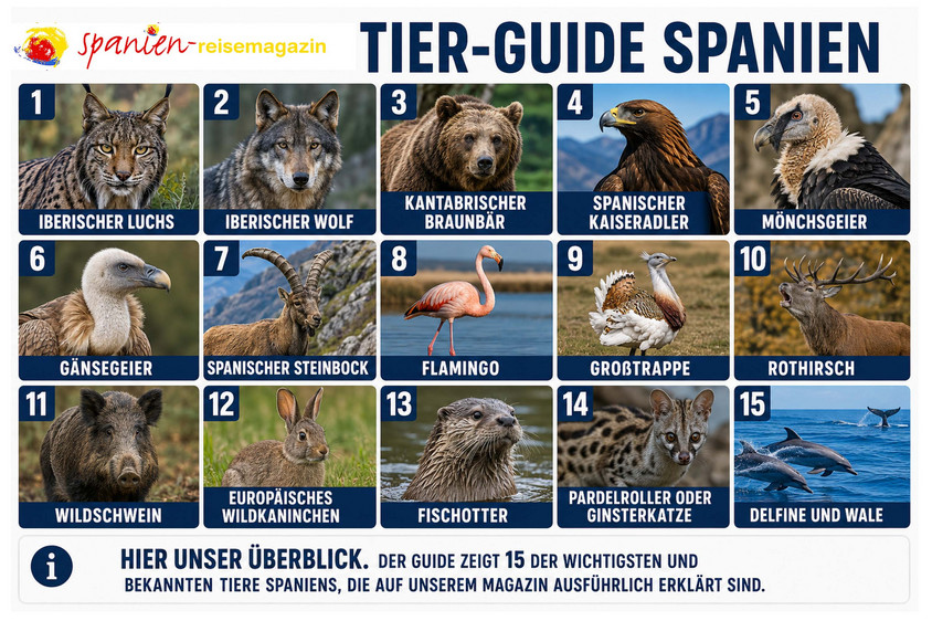 Tiere Spaniens. Graphik: Alexander Gresbek Graphik zu Spaniens Tierwelt