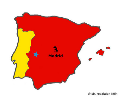 Lage von Cáceres in Spanien als Stern markiert auf der Spanienkarte