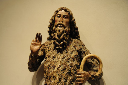 San Onofre, deutsch Onophrios, in einer Kirche in Valladolid. Er ist Schutzpatron von München. Foto Tobias Büscher Heiligenfigur von Onofphrios in Valladolid.