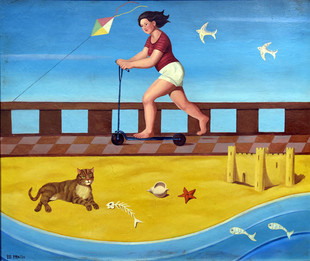 Maruja Mallos Strandbild mit Katze