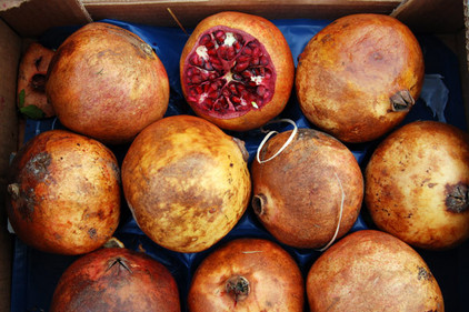 Granat&auml;pfel in einer Kiste
