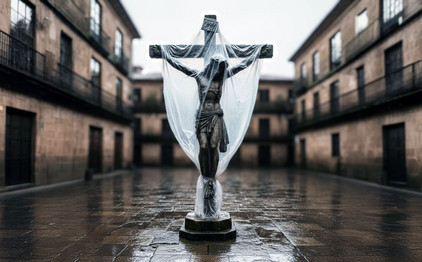 Jesus im Regen