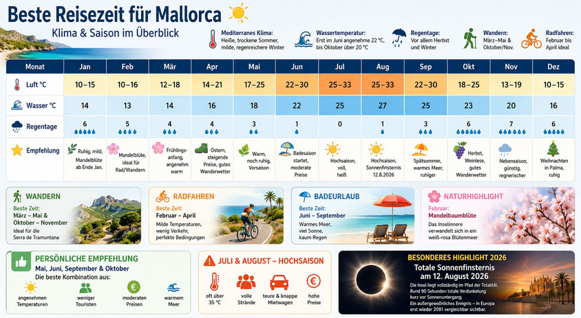 Beste Reisezeit f&uuml;r Mallorca