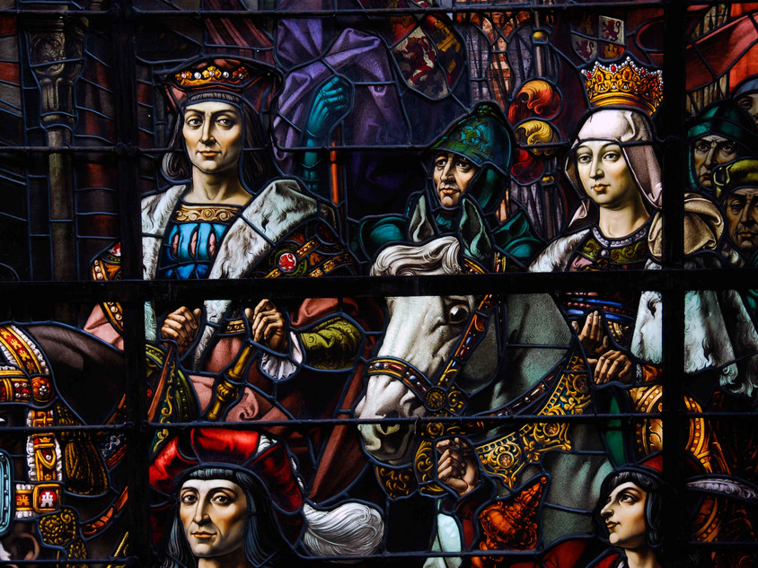 Spanische Könige beim Einmarsch in Granada 1492 Königspaar Isabella und Fernando
