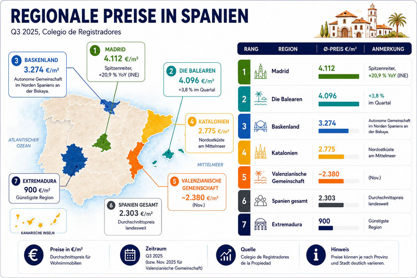 Was die Häuser in Spanien kosten. Graphik Alexander Gresbek Hauskauf in Spanien