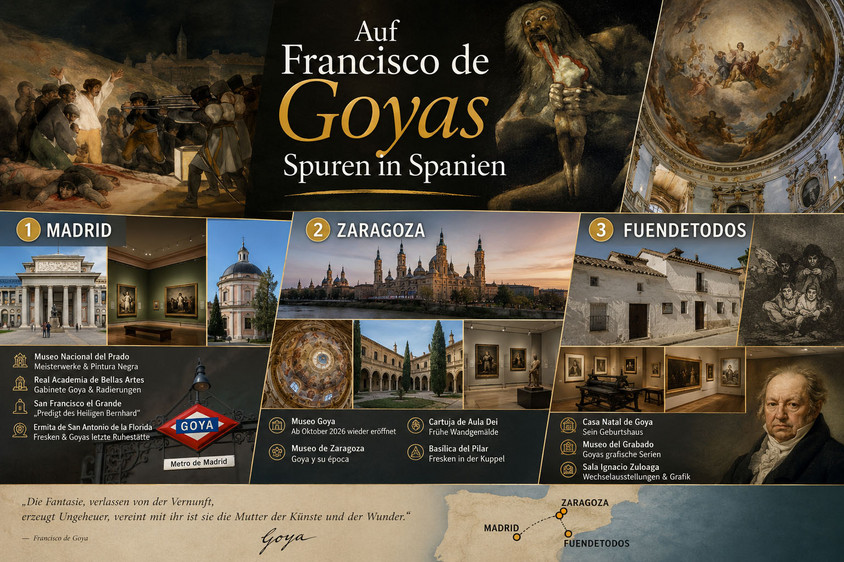 Goya in Spanien Goya-Denkmal in Zaragoza