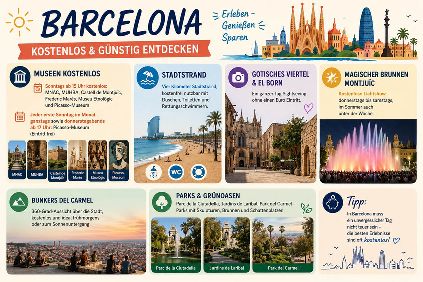 Preisbewusst in Barcelona. Graphik Alexander Gresbek Günstig durch Barcelona