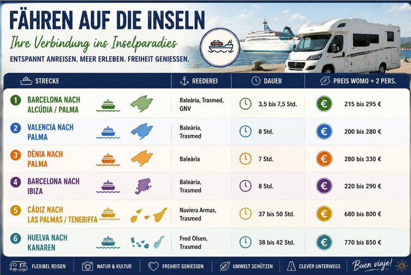 Fähren für Wohnmobils Fähren in Spanien