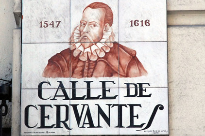 Straßenschild von Cervantes in Madrid