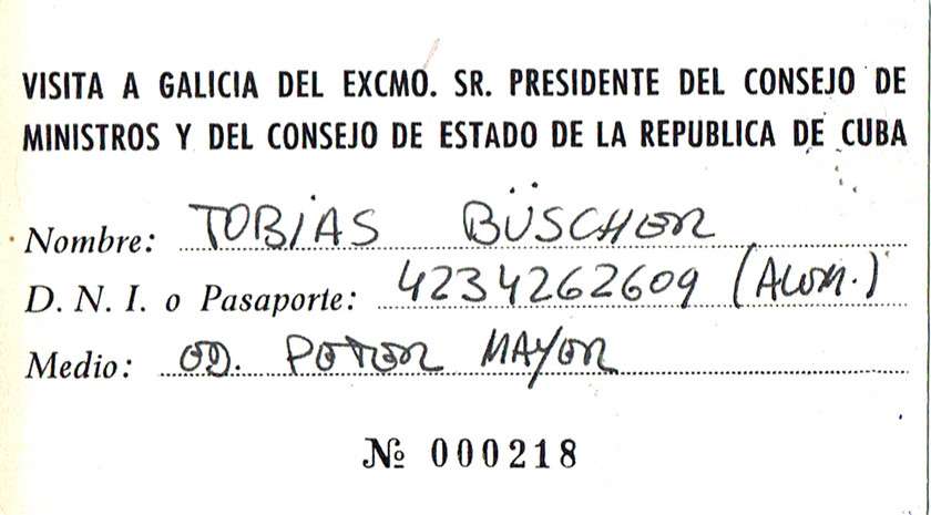 Ausweis von Tobias Büscher in Spanien
