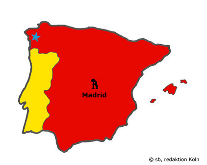 Spanienkarte, dort liegt Galicien