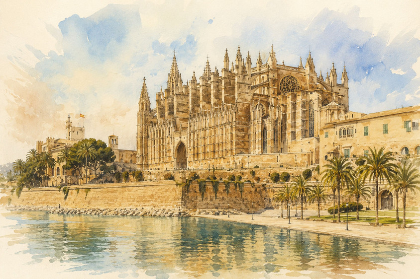 Palmas Kathedrale als Gem&auml;lde