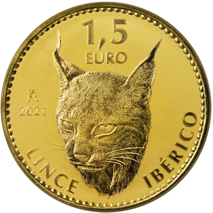 Goldmünze aus Spanien Luchs auf Goldmünze