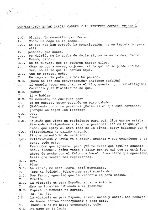 Telefont zwischen Putschisten am 23. Februar 1981