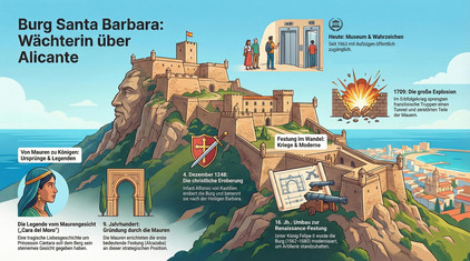 Alicante: Graphik: Alexander Gresbek Burg Santa Barbara