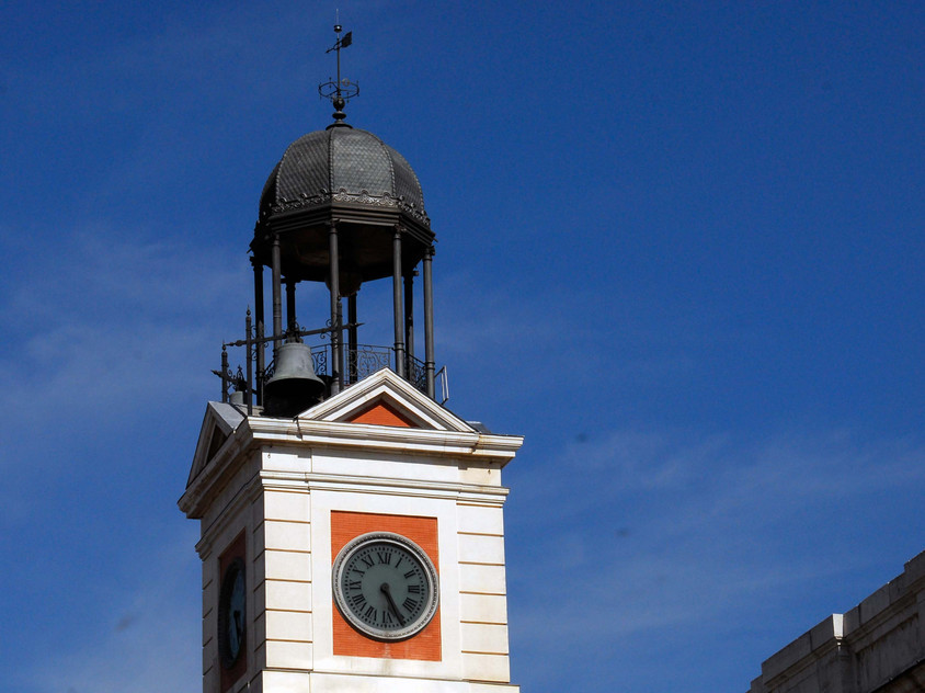 Uhr an der Puerta del Sol, Foto Tobias Büscher Uhr an der Puerta del Sol in Madrid